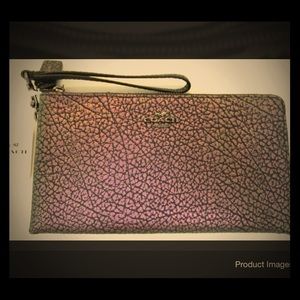 NWT Coach Wristlet Embossed Leather 2 Pocket Zip